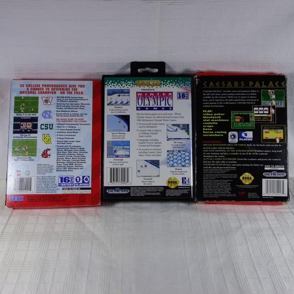Genesis Cartridge Lot 3 Games and Case/Boxes-College Football, Olympic, Caesars - Picture 2 of 15